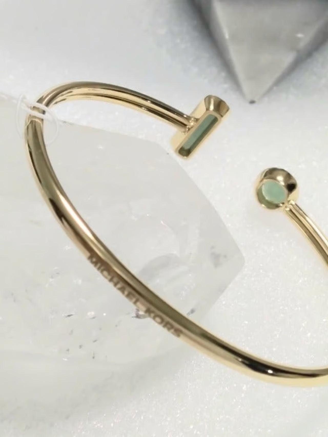 MK Gold/Green Stones Crystals Bangle NWT