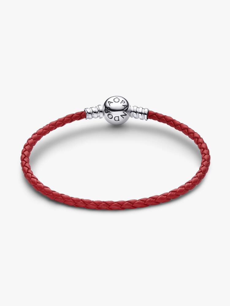 Pandora Red Braided Leather Bracelet