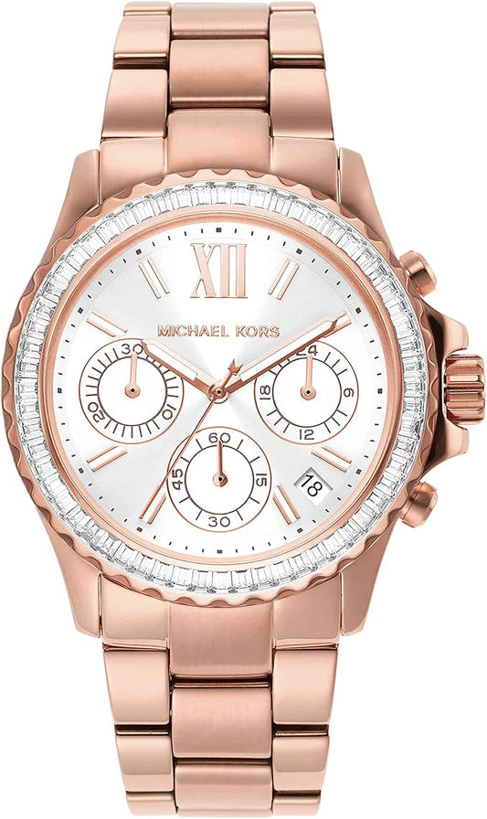 Michael Kors Watches Women's Everest Quartz Watch with Stainless Steel Strap, Rose Gold, MK7213