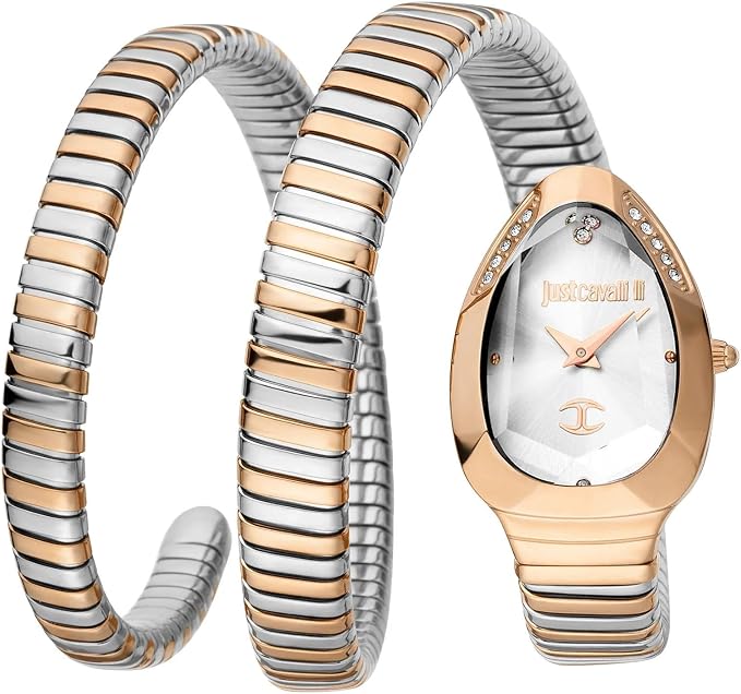 Just Cavalli Women's Serpente Quartz Watch with Analog Display and Stainless Steel Bracelet JC1L209M0075