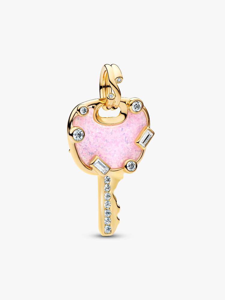 Pandora Opalescent Pink Love Key Large Dangle Charm