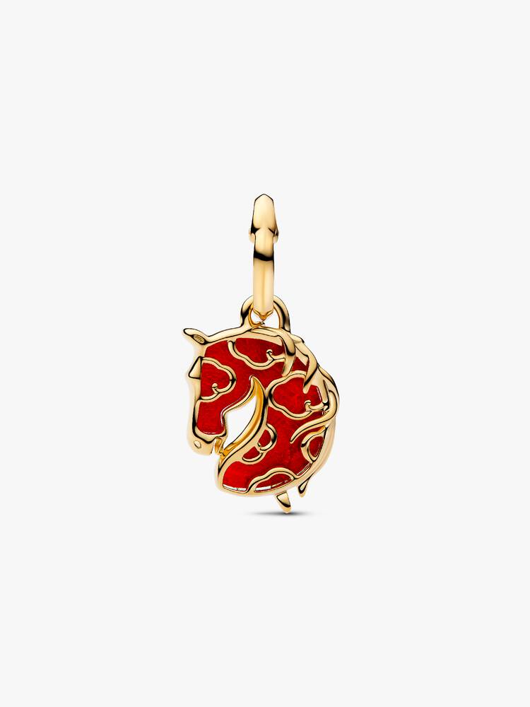 Pandora Red Fire Horse Murano Glass Dangle Charm 764431C01