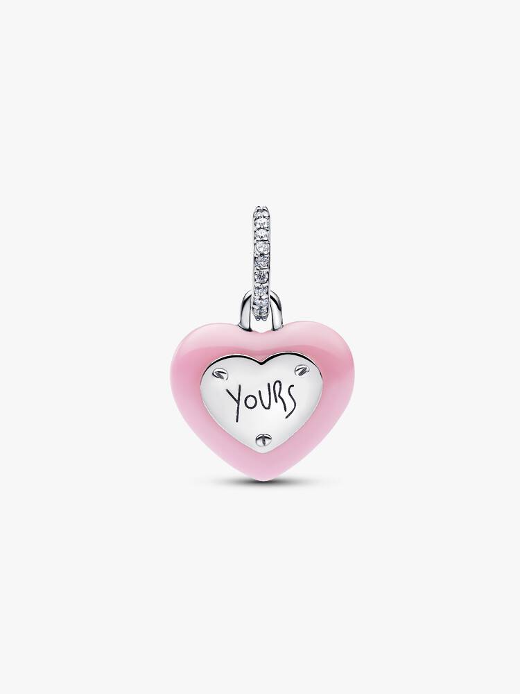 Pandora Pink Ceramic Heart Padlock Dangle Charm