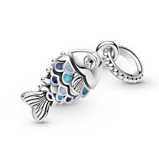 Blue Scaled Fish Dangle Charm