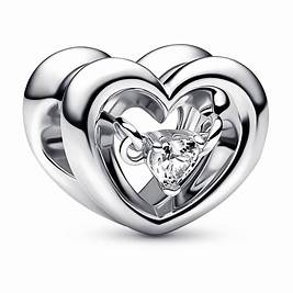 Pandora Cubic Zirconia Radiant Heart Floating Stone Charm