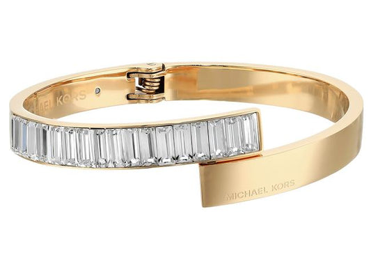 Michael Kors gold brillianc egold tone an dpave hinged bangl ebracelet