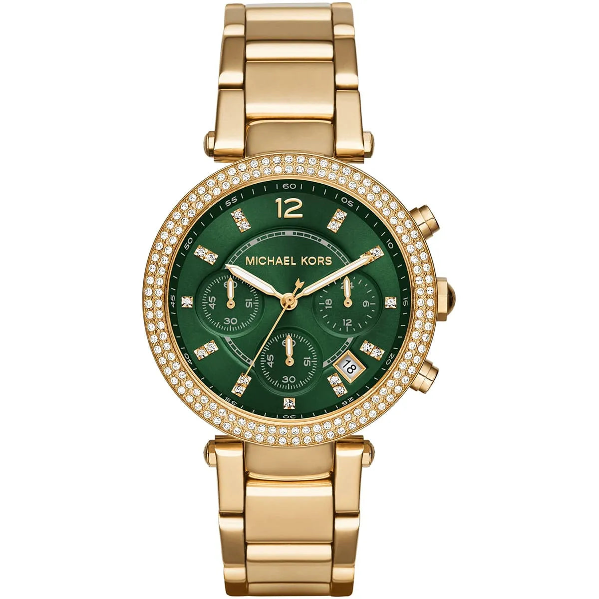Michael Kors Women MK6263 Parker Gold Chronograph Green Dial Watch