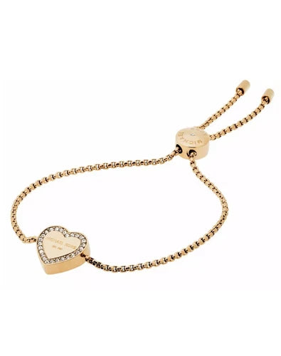 MICHAEL KORS Heritage Yellow Gold Heart Slider Crystal Bracelet MKJ5389710