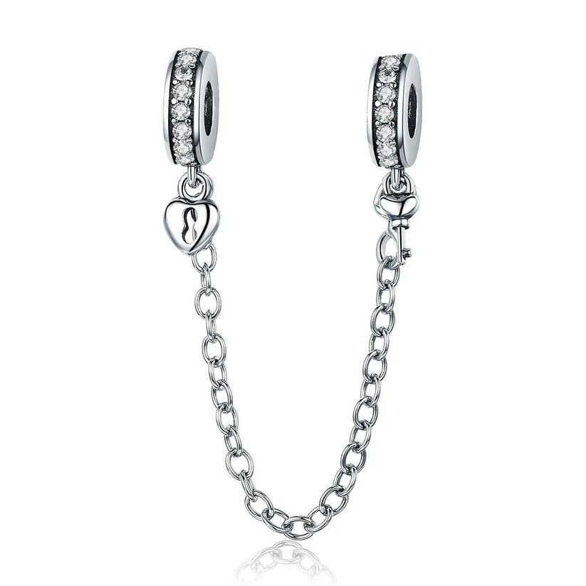 Pandora Heart Lock & Key SILICONE Safety Chain