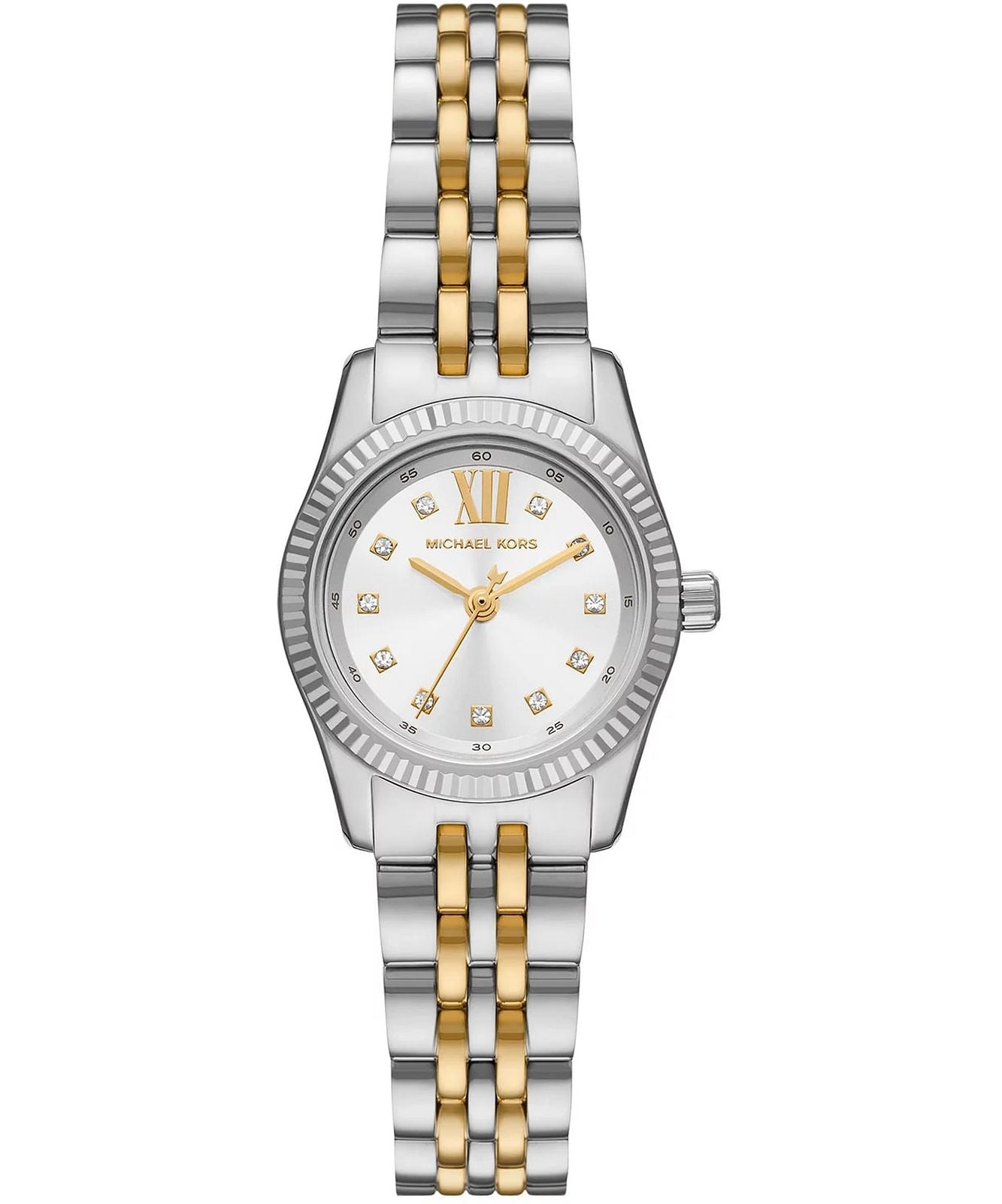 Michael Kors Lexington Quartz Crystal White Dial Two-Tone Ladies Watch-MK4740