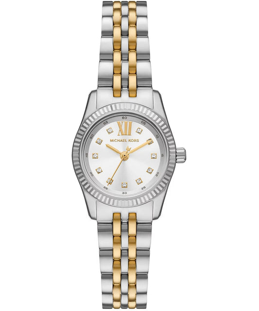 Michael Kors Lexington Quartz Crystal White Dial Two-Tone Ladies Watch-MK4740