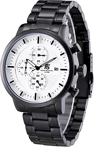T5 H3451G-E Round Stainless Steel Analog Watch for Men - Black