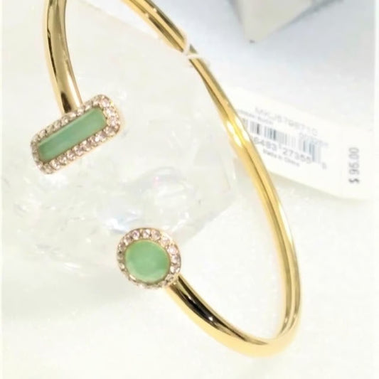MK Gold/Green Stones Crystals Bangle NWT