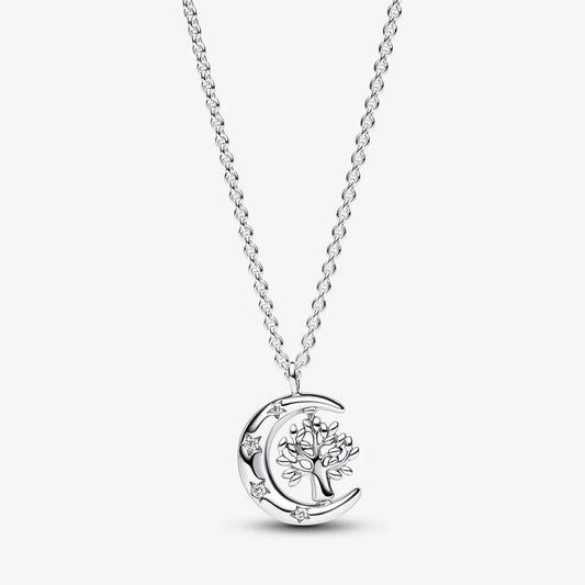 Moon & Spinning Tree Pendant Necklace 392992C01