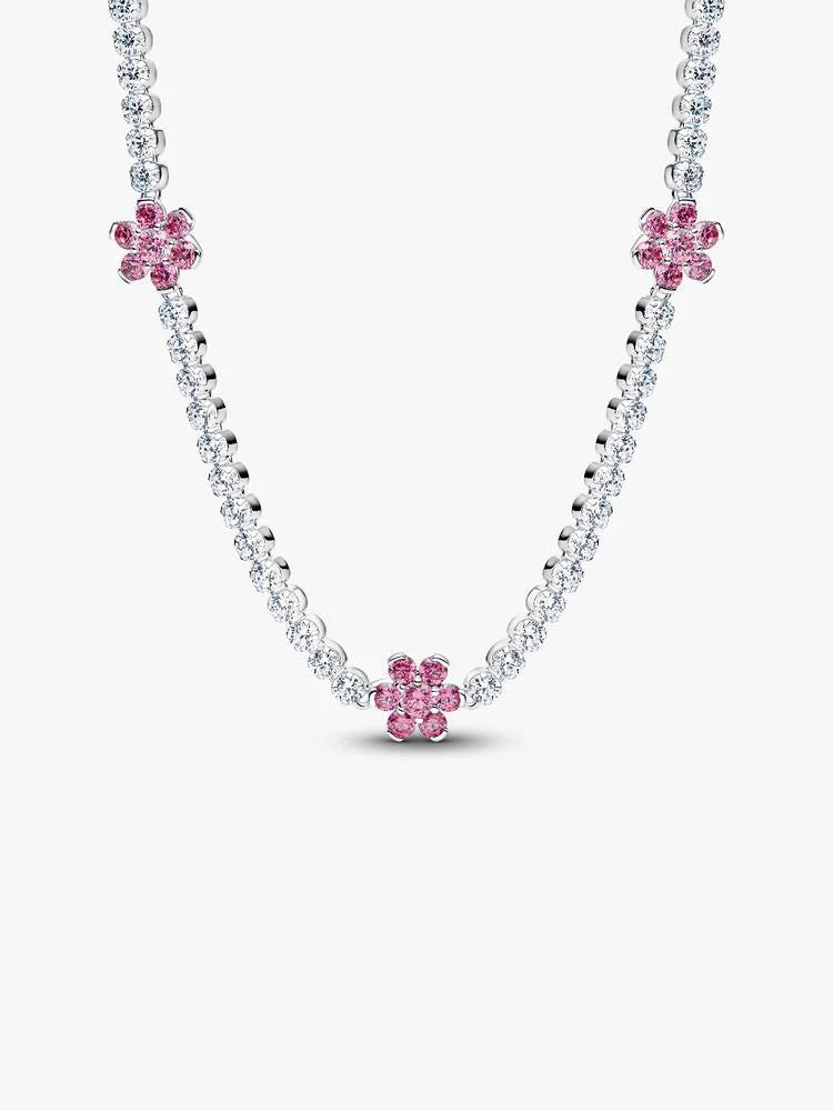 Pandora Pink Flower Tennis Necklace