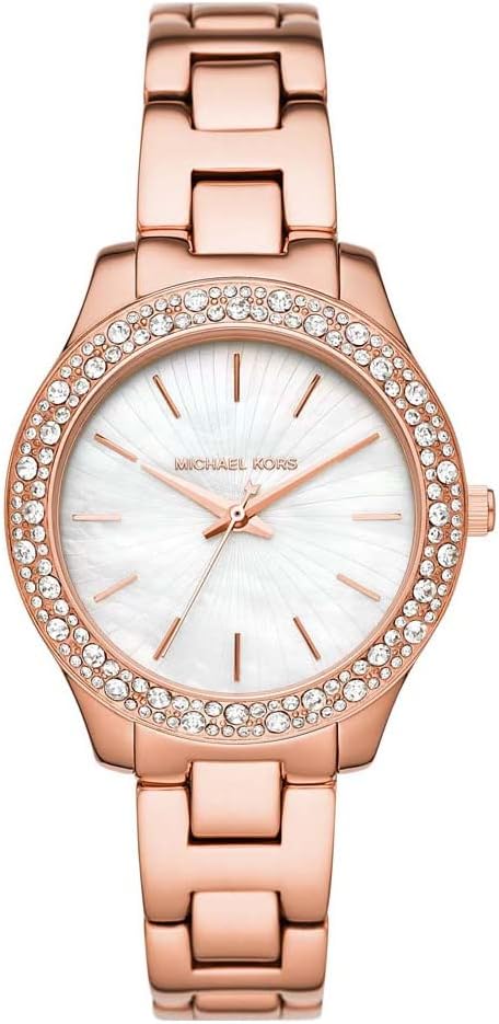 Michael Kors Women's Liliane Three-Hand, Rose Gold-tone Stainless Steel Watch, MK4557