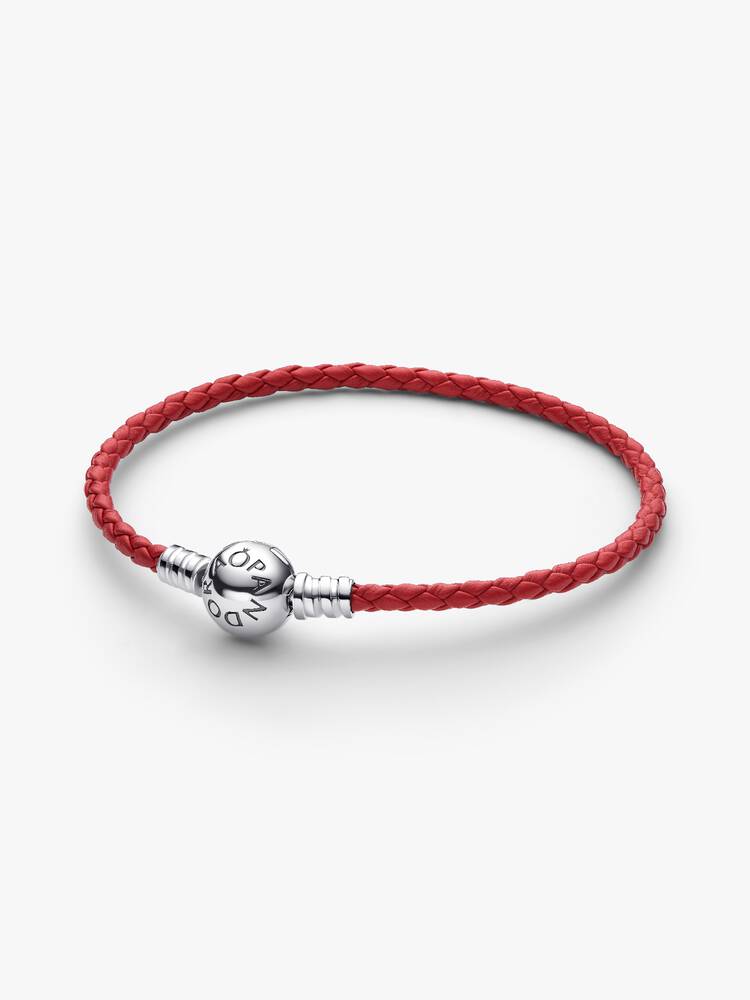 Pandora Red Braided Leather Bracelet