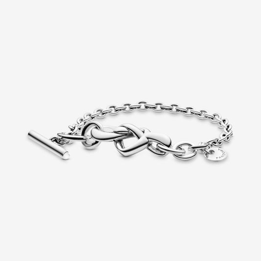 Knotted heart thong clasp bracelet
