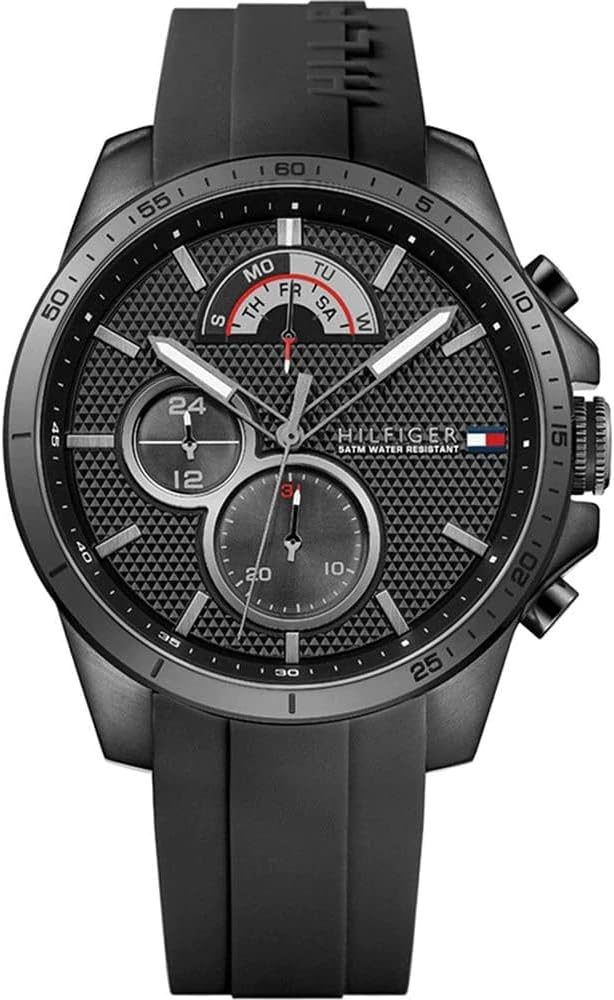 Tommy Hilfiger 1791352 Silicone Round Analog Water Resistant Watch for Men - Black