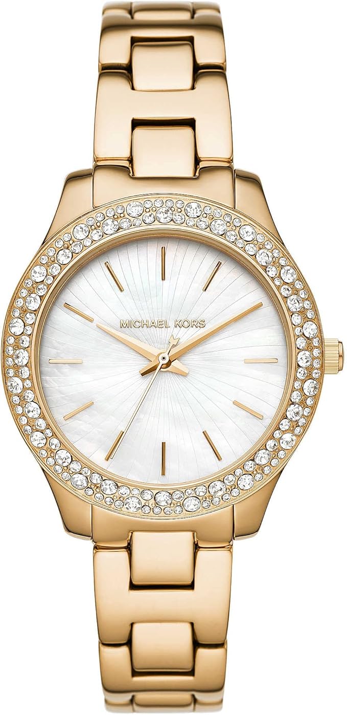 Michael Kors Women's Liliane Three-Hand, Gold-tone Stainless Steel Watch, MK4555