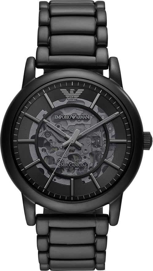 Emporio Armani AR60045 Meccanico Automatic Stainless Steel Watch for Men, Black