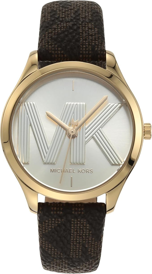 Michael Kors Mk2862 Leather Analog Gold Dial Women Watch