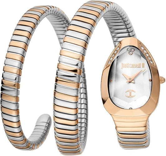 Just Cavalli Women's Serpente Quartz Watch with Analog Display and Stainless Steel Bracelet JC1L209M0075