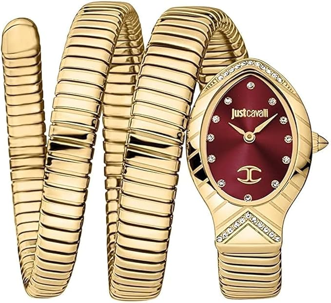 Just CavalliClassico Lungo Red Dial Stainless Steel Analog Watch for Women JC1L248M0035