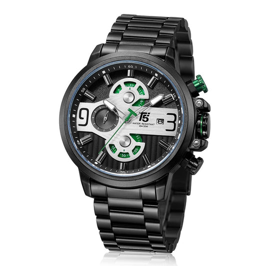 T5 H3610G-G Round Stainless Steel Analog Watch for Men - Black