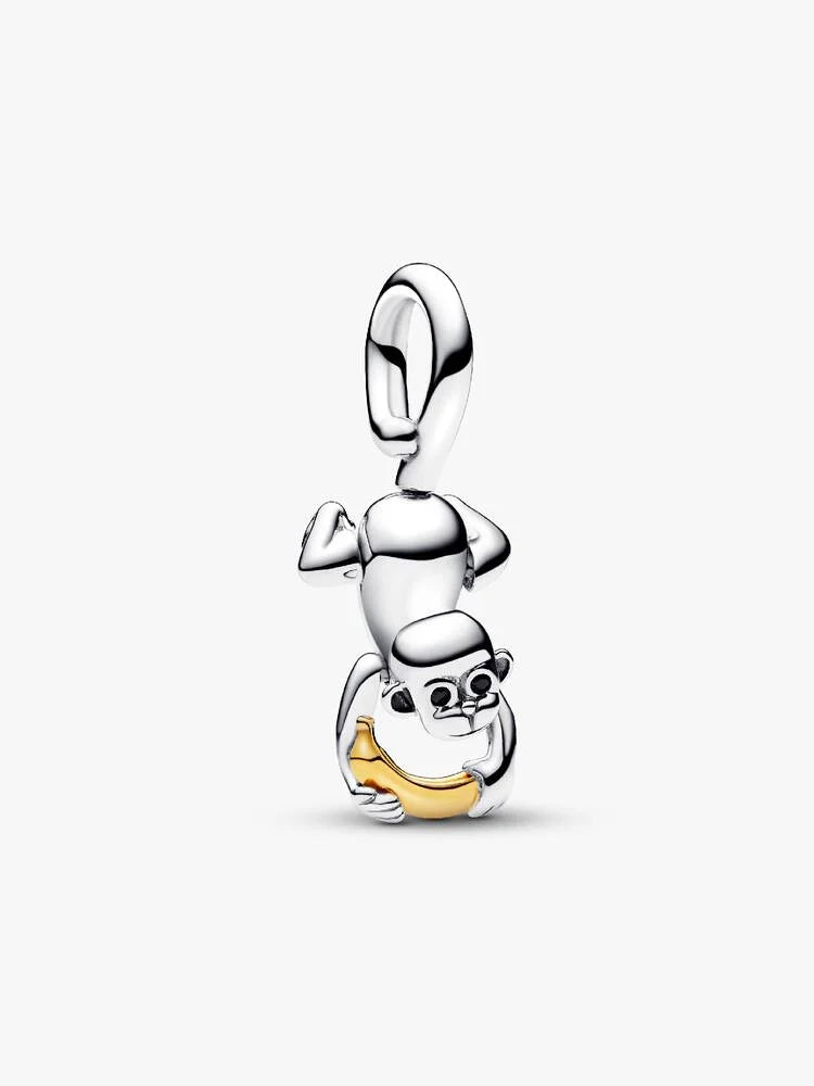 Pandora Two-tone Movable Monkey Dangle Charm