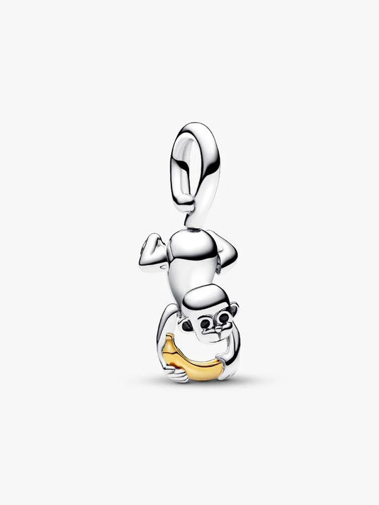 Pandora Two-tone Movable Monkey Dangle Charm