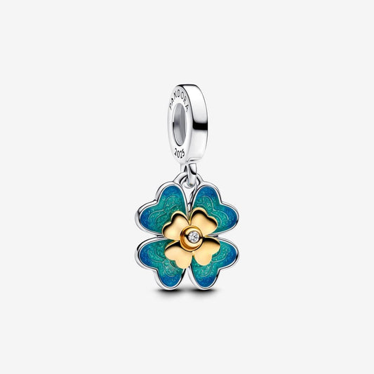 Spinnable Four Leaf Clover Lab-Grown Diamond Dangle Charm