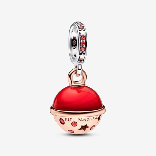 Two-tone Planet Mars Murano & Sparkling Dangle Charm