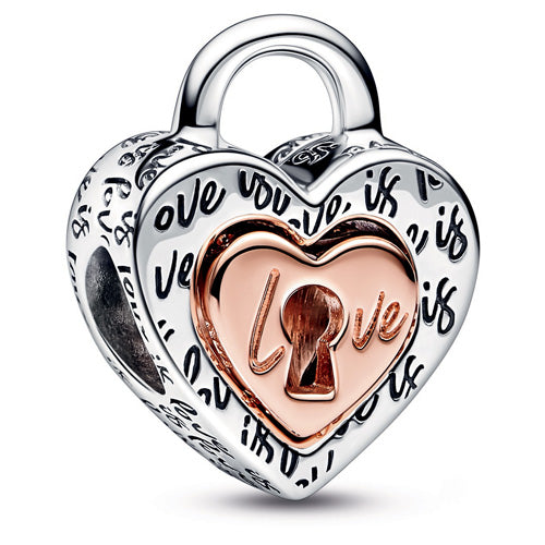 Two-tone Padlock Splittable Heart Charm