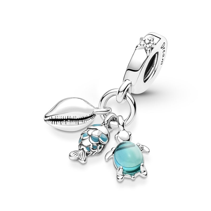 Fish, Sea Turtle & Conch Triple Dangle Charm