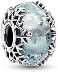 Winter Blue Snowflake Murano Charm