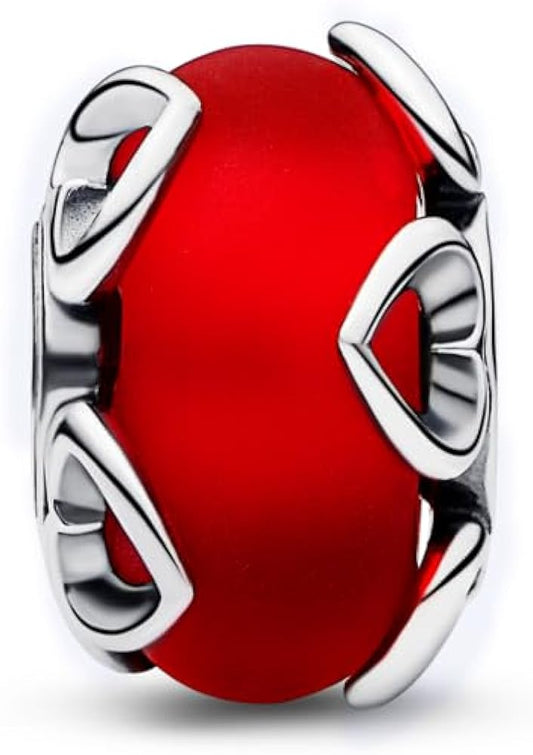 سحر زجاج مورانو أحمر مصقول وقلوب