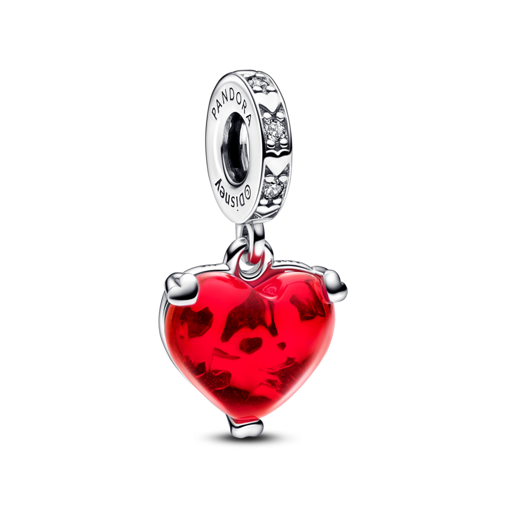 Disney Mickey & Minnie Mouse Kiss Red Murano Glass Dangle Charm
