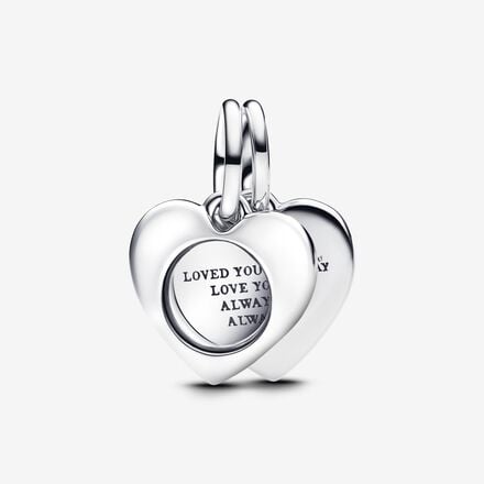 Engravable Heart Magnifying Glass Double Dangle Charm 793671C00