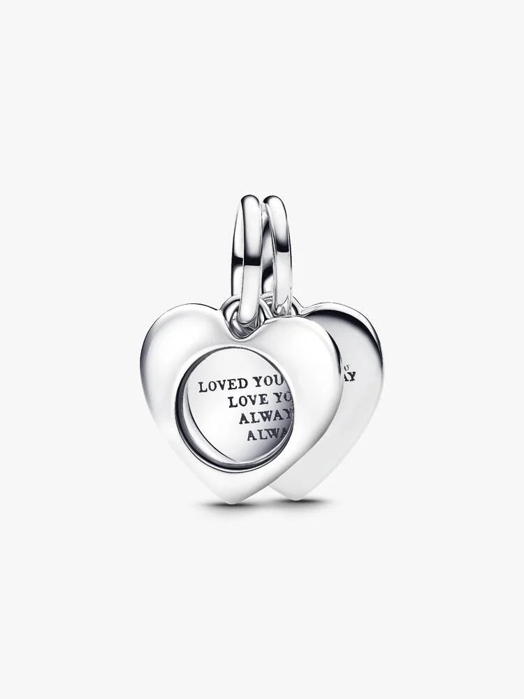 Pandora Engravable Heart Magnifying Glass Double Dangle Charm  793671C00