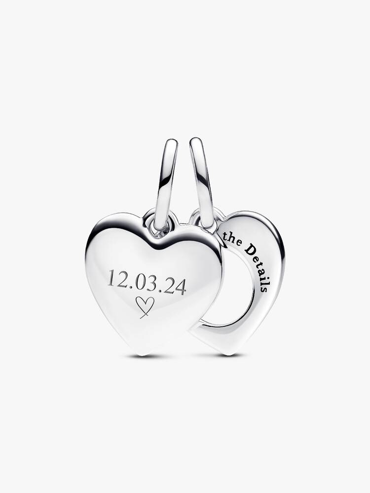 Pandora Engravable Heart Magnifying Glass Double Dangle Charm  793671C00