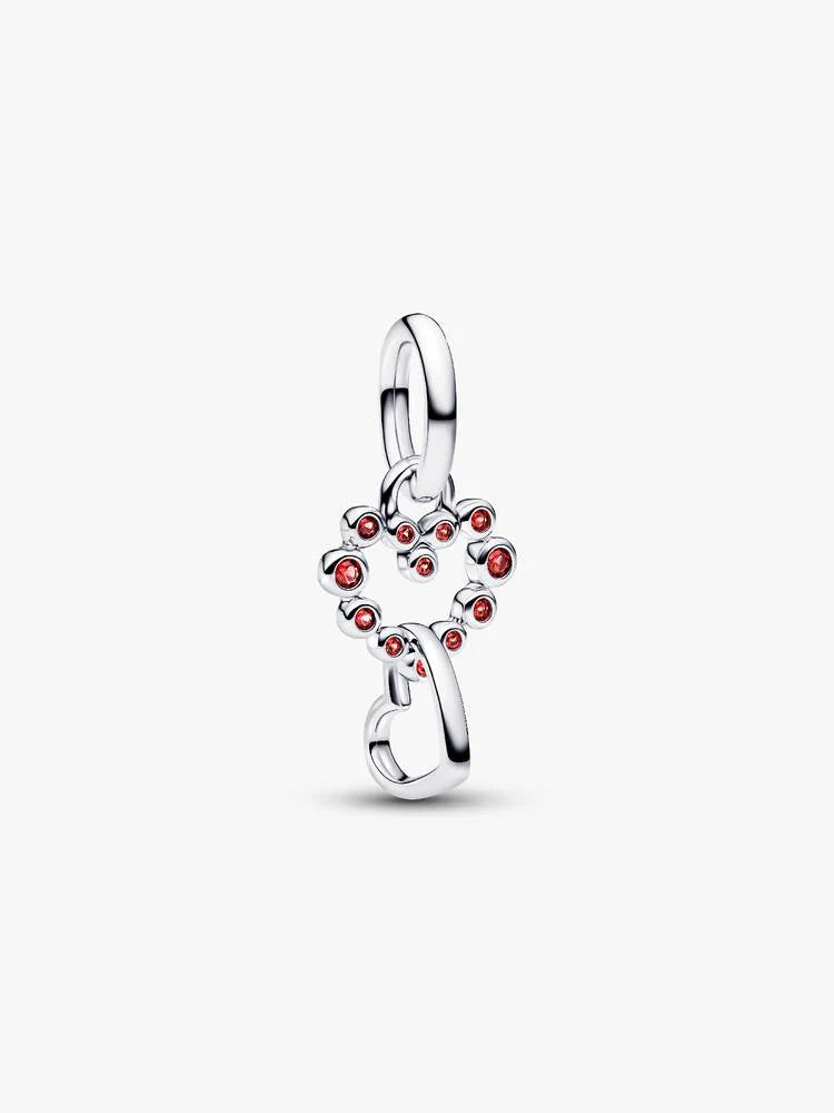 Pandora Connected Hearts & Red Stones Dangle Charm  794435C01