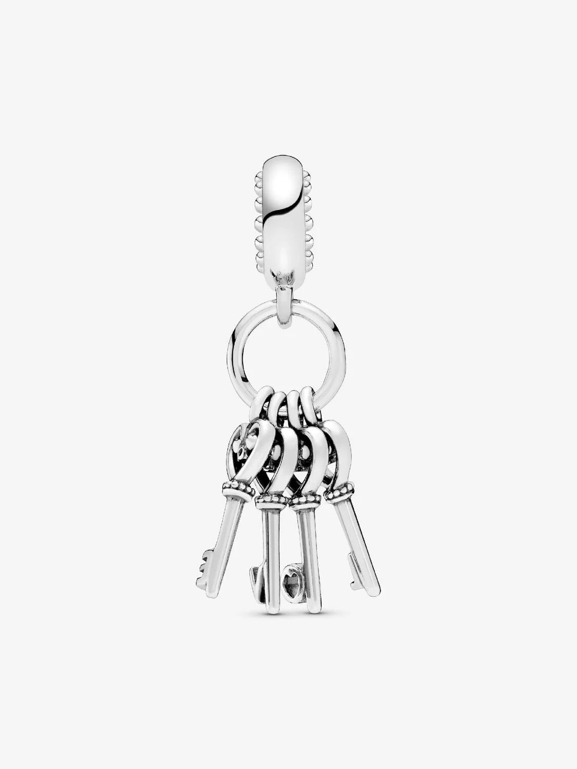 Pandora Love keys silver dangle with pink mist, royal purple, royal blue crystal and red cubic zirconia