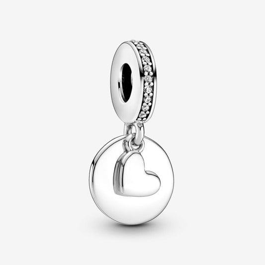 Engravable Heart Disc Dangle Charm