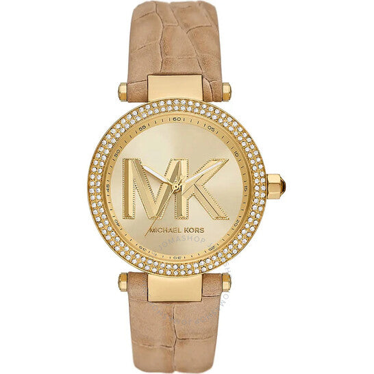 Michael Kors Parker Quartz Crystal Gold Dial Ladies Watch , MK4725