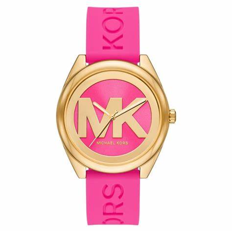 NEW Michael Kors Janelle Bright Pink & Gold Watch MK7349