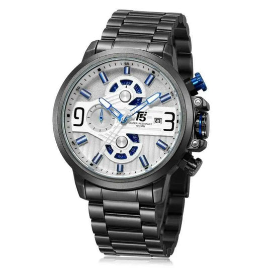 T5 H3610G-F Round Stainless Steel Analog Watch for Men - Black