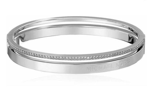 Michael kors silver clear pave split banglet one mkj4816 bracelet