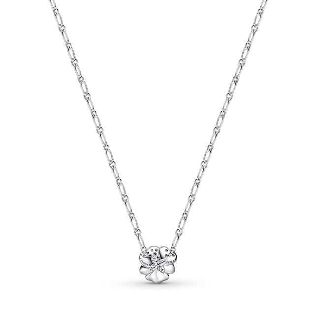 Pandora Blue Pansy Flower Pendant Necklace